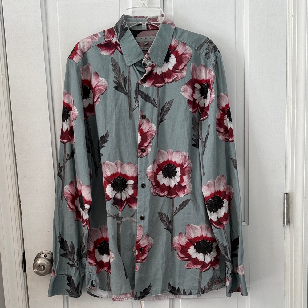 Ted Baker Floral Print Womens Button Down Top